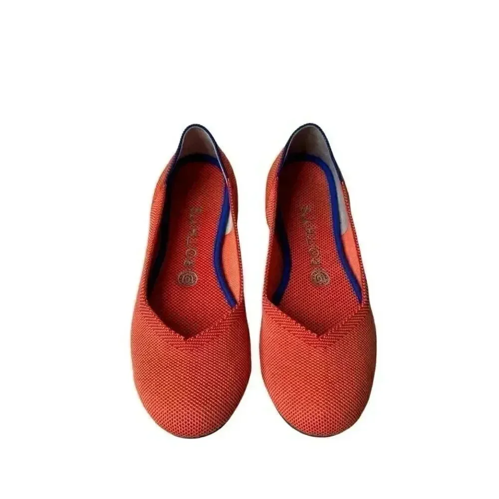 Rothy's Persimmon Marina Stripe Retired Women’s Round Toe Flats SZ 7.5
